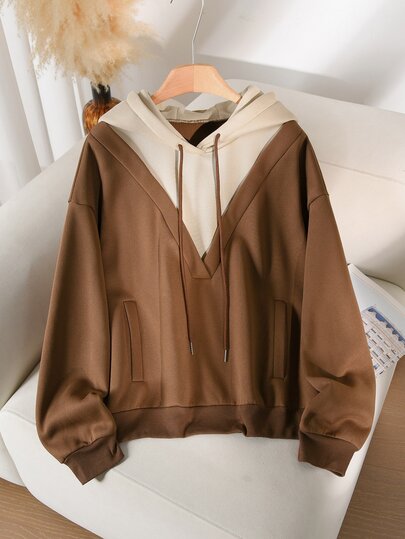 CosyJoli Plus Size Women's 2 In 1 Sweatshirt, Casual Women's Autumn/Winter Top, Autumn/Winter Long Sleeve Outdoor Wear