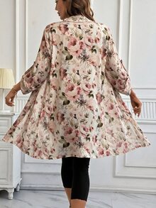 SHEIN Clasi 女款花卉印花捲袖單排扣寬鬆版型襯衫 - 彩色 - 查看 2