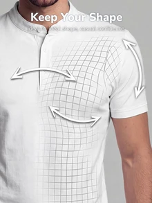 TekDrob Kemeja Polo Lengan Pendek Warna Polos Kasual Serbaguna untuk Pria - Putih - View 7