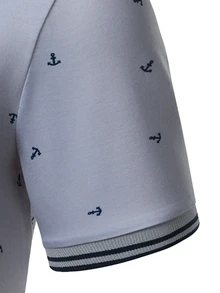 Manfinity Homme Men's Printed Top, Fashion Street Hip-Hop Casual Short Sleeve T-Shirt - Light Grey - View 4