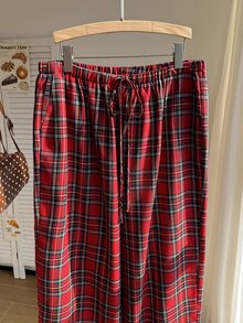 Comfortcana Plus Size Women's Spring/Summer Plaid Pants - Red - View 3