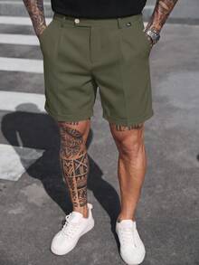 Manfinity CasualCool Men's Casual Pleated Loose Fit Versatile Shorts With Pockets - Green - View 5