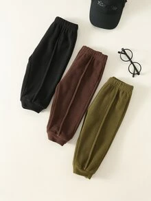 SHEIN 男女嬰兒/幼兒 3件組 秋冬保暖內裡加厚多功能可愛極地絨長褲 運動褲 多件裝 嬰兒冬季下身褲 - 彩色 - 查看 5