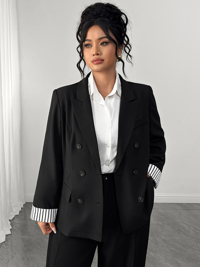 SHEIN Elenzya Women's Plus Size 2026 New Solid Color Autumn/Winter Elegant Business Fashion Long Sleeve Blazer Minimalist Commute Casual Daily Wear Elegant Party Wedding