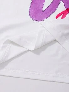Sparklyn 青少年女孩花卉印花T恤與工裝褲套裝 - 紫色 - 查看 4