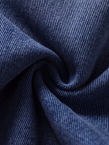 SHEIN 青少年男孩牛仔休閒街頭風日常都市街頭風格彈性腰破損直筒寬腿牛仔褲，適合學校假期，藍色，夏季 - 深色水洗藍 - 查看 9