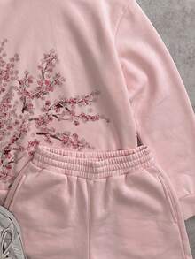 Attitoon 女款花卉印花長袖休閒寬鬆連帽衛衣 - 彩色 - 查看 4