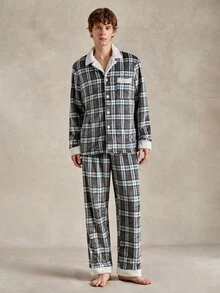 EverLounge Men's Casual Plaid Fleece Loungewear Set - Multicolor - View 2