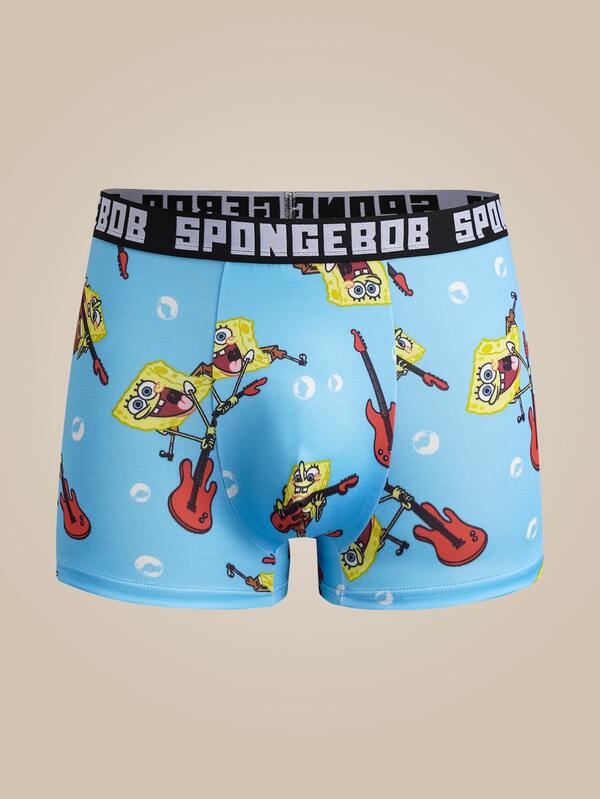 SpongeBob SquarePants | SHEIN 男士字母腰帶卡通印花四角內褲