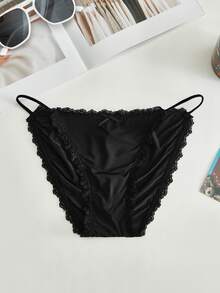 Lowkey Lull 1pc Seamless Underwear, Simple & Comfortable - Black - View 1