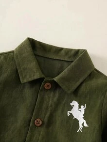 2件組中性嬰兒男/女嬰秋季/冬季休閒學院風襯衫套裝，男嬰套裝 - 彩色 - 查看 5