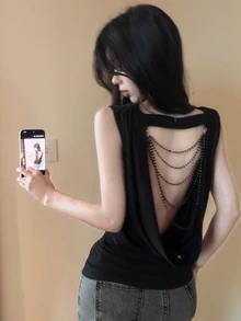 DAZY Autumn/Winter Off-Season Slim Fit Elegant Solid Color Women's Top Cute Tops - Black - View 4