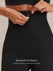 GLOWMODE SweatMode ShapeSculpt Tummy Control Boyshorts With Front Zipper & Butt-Lifting Design Daily Casual Wear - Black - View 5