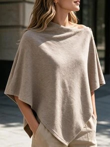 Louniche Women's Asymmetric Hem Cape Jacket, Autumn/Winter - Apricot - View 4