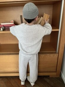 Dazy Kids Young Boy Gray Floral Embroidered Sweatshirt & Sweatpants Set Fall - Light Grey - View 6