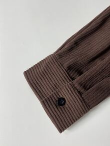 Manfinity Homme 男士復古風單排扣口袋襯衫 棕色 - 棕色 - 查看 7