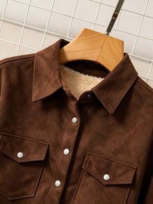 GlowEve Women's Brown Suede Padded Regular Jacket, Elegant Commuter Top For Autumn/Winter - Brown - View 6