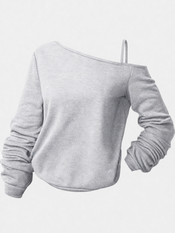 Girlism Tween Girls Casual Asymmetric Neck Asymmetrical Strap Long Sleeve T-Shirt T-Shirt, Suitable For Summer, Casual, Sports, School