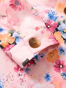 Rusticease Plus Size Vintage Floral Print Ruffle Collar Button Front Jacket Fall Winter 2026 - Multicolor - View 6