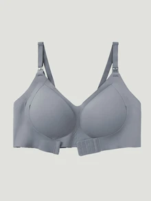 Moonlight&Mama Plus Size Front And Back Double Row Hook Maternity Nursing Bra - Dark Grey - View 3
