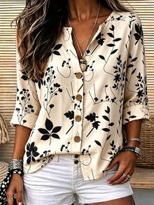 Breezaya Women's Woven Printed Casual Fall Blouse - Multicolor - View 1