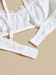 Lullawish Women's Lace Trim Casual Daily Spaghetti Strap Bra - White - View 6