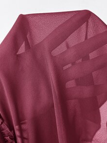 SHEIN Essnce 大尺碼夏季休閒優雅純色前綁帶襯衫 早午餐晨間穿搭 深綠色 - 中紫紅色 - 查看 10