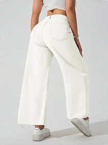Jeanoix Petite Women's Casual Versatile Everyday Denim Jeans With Pockets And Buttons - White - View 2