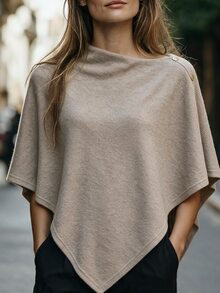 Louniche Women's Asymmetric Hem Cape Jacket, Autumn/Winter - Apricot - View 5