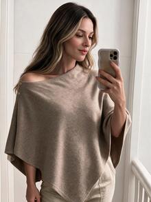 Louniche Women's Asymmetric Hem Cape Jacket, Autumn/Winter - Apricot - View 3