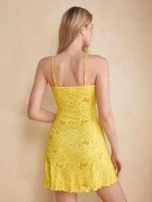 SpongeBob SquarePants | SHEIN Women's Cartoon Print Casual Daily Home Camisole Nightgown - Yellow - View 2