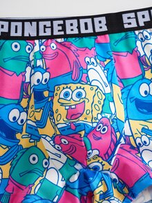SpongeBob SquarePants | SHEIN Celana Dalam Boxer Pria dengan Ikat Pinggang Huruf dan Motif Kartun - MultiWarna - View 4