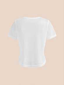 SHEIN Cheerettes 女款休閒網紗透視牛仔運動T恤2件組 - 彩色 - 查看 10