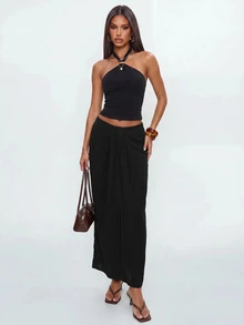Avantive Women's Solid Color Casual Sexy Elegant Versatile Daily Wear Skirt Going Out Night Black Summer - Black - View 4