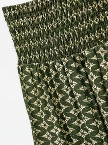Nöista 女款波希米亞印花兩件式長洋裝套裝 - 橄欖綠 - 查看 13