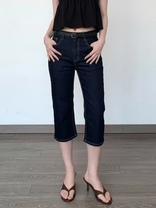 DAZY Women's Casual Versatile Daily Travel Denim Jeans With Pockets And Buttons Fall - Blue - View 5