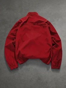 PAVTROS Men's Casual Colorblock Trim Jacket - Red - View 2
