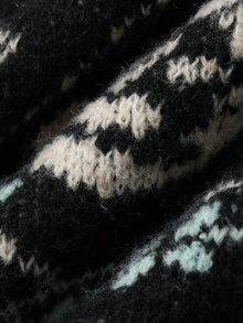 DAZY Women's Autumn/Winter Off-Shoulder Fair Isle Vacation Style Sweater - Black - View 7