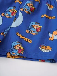 GARFIELD | SHEIN Baby Boy Cartoon Print Round Neck T-Shirt And Shorts Set - Black and White - View 8