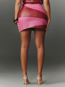 NYA SZN Faux Snake Skin Belted Mini Skirt - Multicolor - View 7