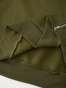 Rusticease Plus Size Women Solid Color Drawstring Hooded Sweatshirt For Daily Wear Autumn Formal Home Wear Going Out Olive Green Casual Baggy - Green - View 7