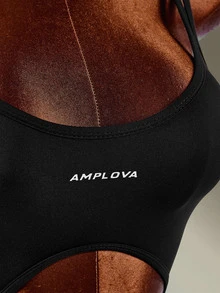 Amplova Women's Letter Print Casual Daily Wear Camisole Sports Romper - Black - View 6