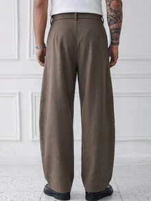 HUEFORM Men's  Old Money Brown Wool Relaxed Fit Curved-Blade Profile Pants  , Pairs Well With All Basic Tops,Perfect For Those Who Care About Their Style - Coffee Brown - View 2