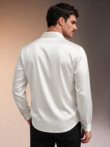 ZURIURI Men's Lace Patchwork Elegant Casual Shirt - White - View 5