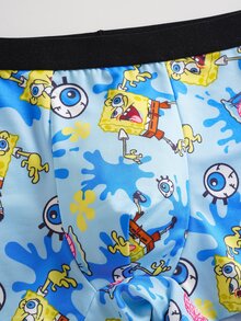 SpongeBob SquarePants | SHEIN Men's Cartoon Print Casual Daily Boxer Briefs - Multicolor - View 5