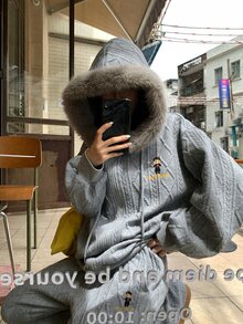 DAZY Women's Plush Hooded Long Sleeve Sweatshirt And Pants Casual Daily 2 Pieces Set Fall - Grey - View 6