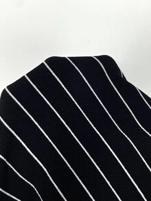 SHEIN Essnce 大尺碼時尚通勤條紋夾克與長褲兩件套 - 黑色 - 查看 7