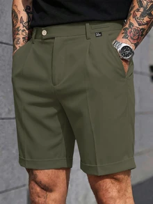 Manfinity CasualCool Men's Casual Pleated Loose Fit Versatile Shorts With Pockets - Green - View 6
