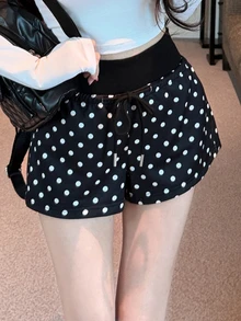DAZY 純色彈性高腰緊身短版灰色夏季女款短褲 - 黑色 - 查看 6