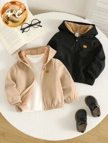 SHEIN 男嬰裝飾拼接連帽長袖夾克，百搭舒適 - 彩色 - 查看 1